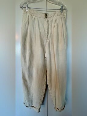Vintage Beige Axis Men's Linen-Blend Pleated Chinos